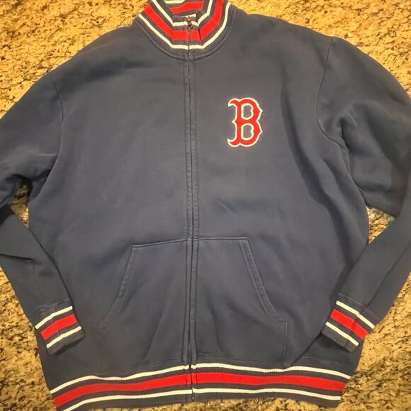 VTG Boston Red Sox Majestic Mens Large MLB Full Zip Sweatshirt Jacket Baseball - Picture 2 of 6